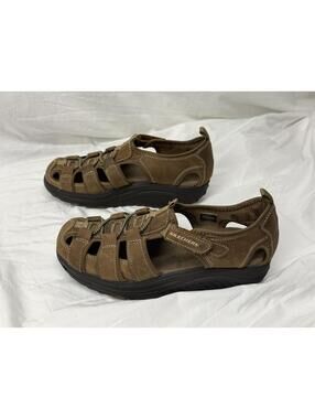 Skechers Shape Ups 11805 Brown Leather Fisherman Sandals Womens 7